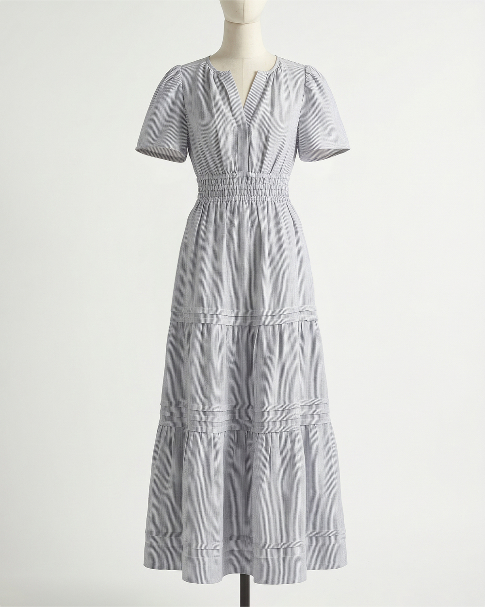 100% European Linen Tiered Maxi Dress